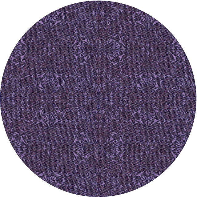Ahgly Company Tapis Rond Lavable en Machine Intérieur Transitionnel Violet Foncé, 8 Pieds Rond