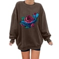 thumbnail image 1 of Gibobby Sudadera Mujer Moda Top con estampado floral a la para mujer, sudadera cálida de manga larga, camisa holgada informal con cuello redondo, de blusa (Café, S), 1 of 5
