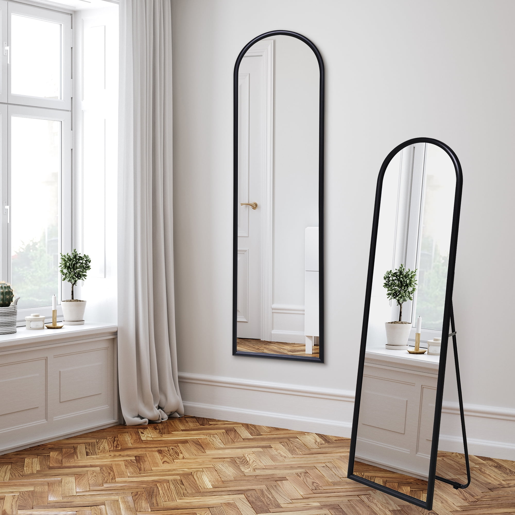 Americanflat - 15x59 Black Framed Curved Arched Mirror for Bedroom Living Room Bathroom