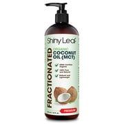 Organic Fractionated Coconut Oil (MCT) 100% pure for Hair, Skin & Massage Premium Carrier oil 16oz - Shiny Leaf