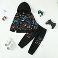 thumbnail image 2 of Kucnuzki 4T Toddler Boy Winter Outfits Pants Sets 5T Long Sleeve Camou Panel Color-Blocked Pull-Over Top Elastic Pants 2PCS Set Multi-color, 2 of 9