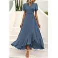 thumbnail image 6 of PRETTYGARDEN Women's Summer Maxi Dress Casual Wrap Floral Boho Short Sleeve V Neck Split Ruffle Beach Long Dresses, 6 of 8