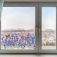thumbnail image 6 of 118x39cm Lavender Window Clings Summer Purple Flowers Grass Butterfly Static Window Decals Non Adhesive Double-Sided Transparent Stained Window Sticker for Glass Sliding Door Anti-Collision, 6 of 9