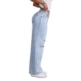 thumbnail image 3 of Women'S Ripped Jeans High Waisted Distressed Baggy Straight Wide Leg Pants Light Blue XS, 3 of 9