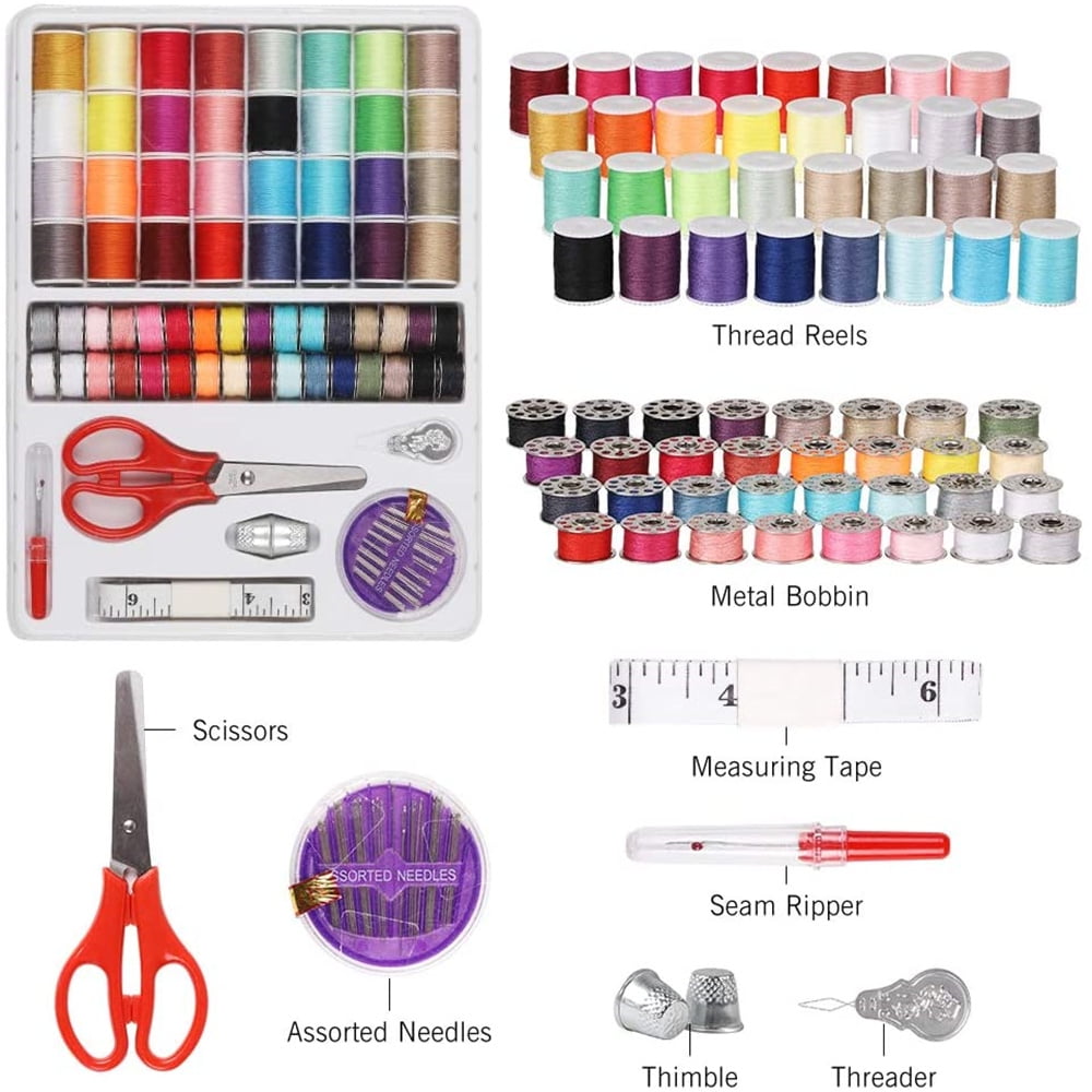 RangTouek Sewing Kit, Sewing Thread 100pcs Mixed Colors Sewing Supplies for Sewing Machine, Emergency and Travel