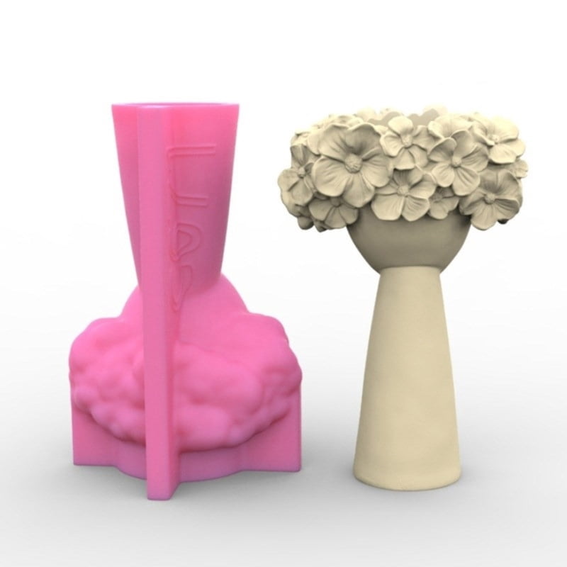 Cute Girl Flower Pots Mold Epoxy Resin Molds Pen Holder Candle Holder Cement Planter Silicone Mould Home Decorations