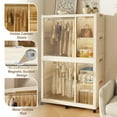 thumbnail image 3 of Barara King Bedroom Armoire Storage Cabinet,Wardrobe,Portable Wardrobe Closet Storage Organizer with 6 Magnetic Doors & 2 Hanging Rod, White, 3 of 11