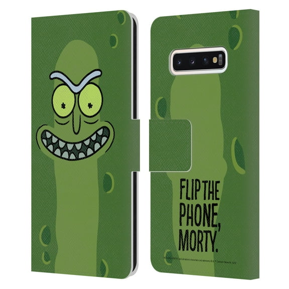 Head Case Designs Officially Licensed Rick And Morty Season 3 Graphics Pickle Rick Leather Book Wallet Case Cover Compatible with Samsung Galaxy S10