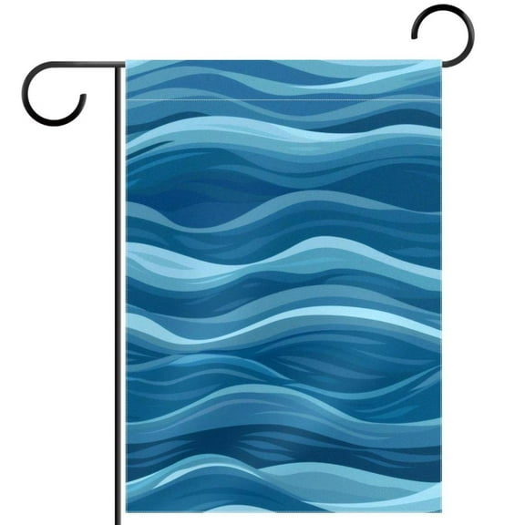 Blue Abstract Ocean Waves Garden Flag Double Sided House Flag for Outdoor Home, Personalized All Year Round Yard Decor 12 x 18 Inch