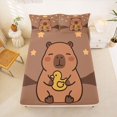 thumbnail image 5 of Manfei Lovely Capybara Bed Sheets,Kawaii Stars Full Size Sheets,Brown,4 Pieces,1 Flat Sheet, 1 Fitted Sheet and 2 Pillowcases, 5 of 6