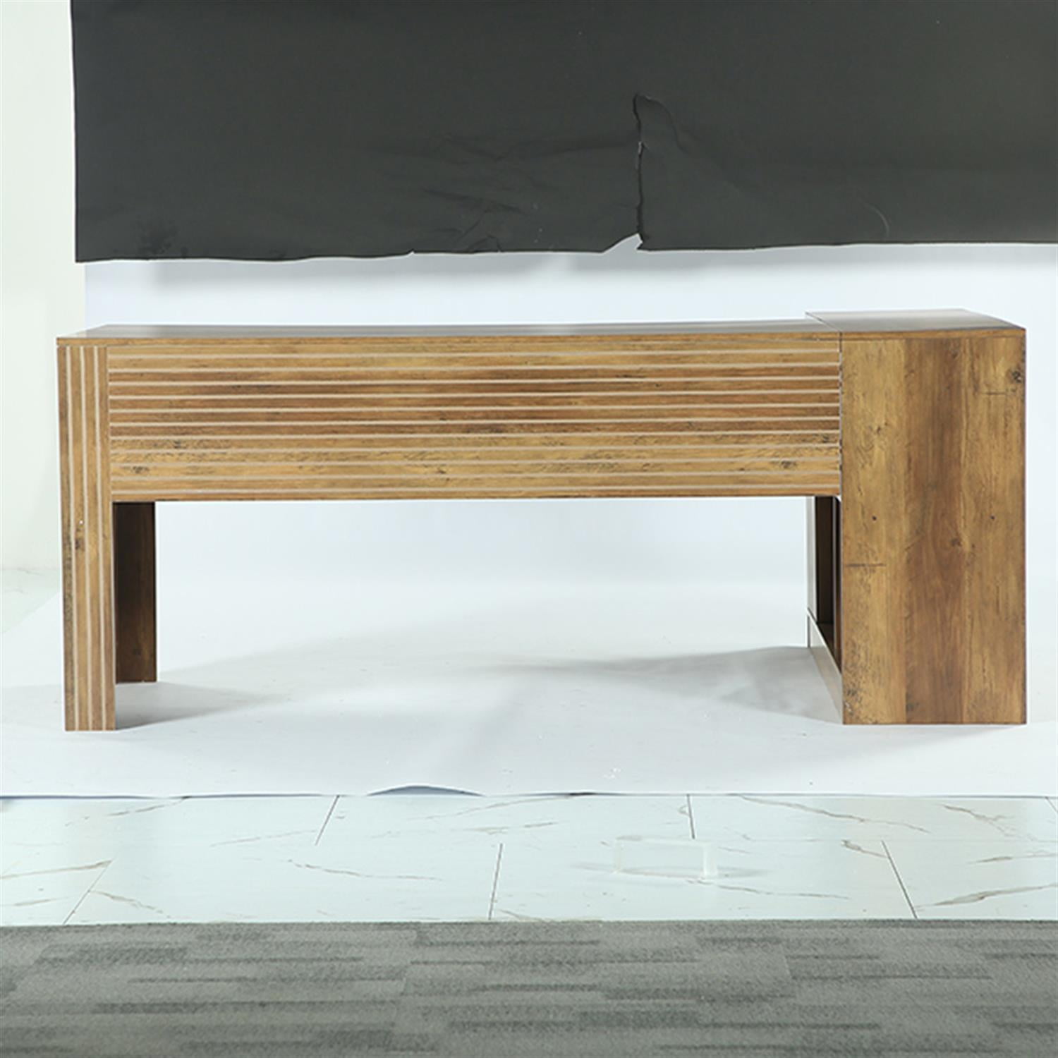 Demi Bonn 72" L-Shaped Desk, Executive Desk Office Computer Desk with Cabinet for Home Living Room, Office, Brown