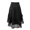 thumbnail image 4 of Savings Clearance 2023! asdoklhq Womens Plus Clearance Women's Vintage Retro Skirt Gothic Style Lace Drawstring Stitching Middle Skirt, 4 of 7