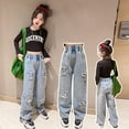 thumbnail image 5 of Girls Baggy Jeans Casual Wide Wide Leg Baggy Kids Jeans Baggy Jeans for Teen Girls Clothes Size 5-14 Years, 5 of 5