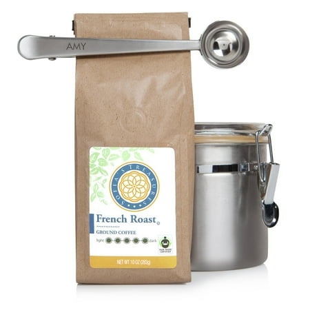 Tool Gift Basket Ideas ARTFUL GROUND COFFEE MEASURING SCOOP SPOON & CLIP FOR CLASSY KITCHENS, AMY stainless-steel, easy bag sealing, brilliant cooks tool for grains, herbs, oils, meatball shaping; great gift basket idea ()