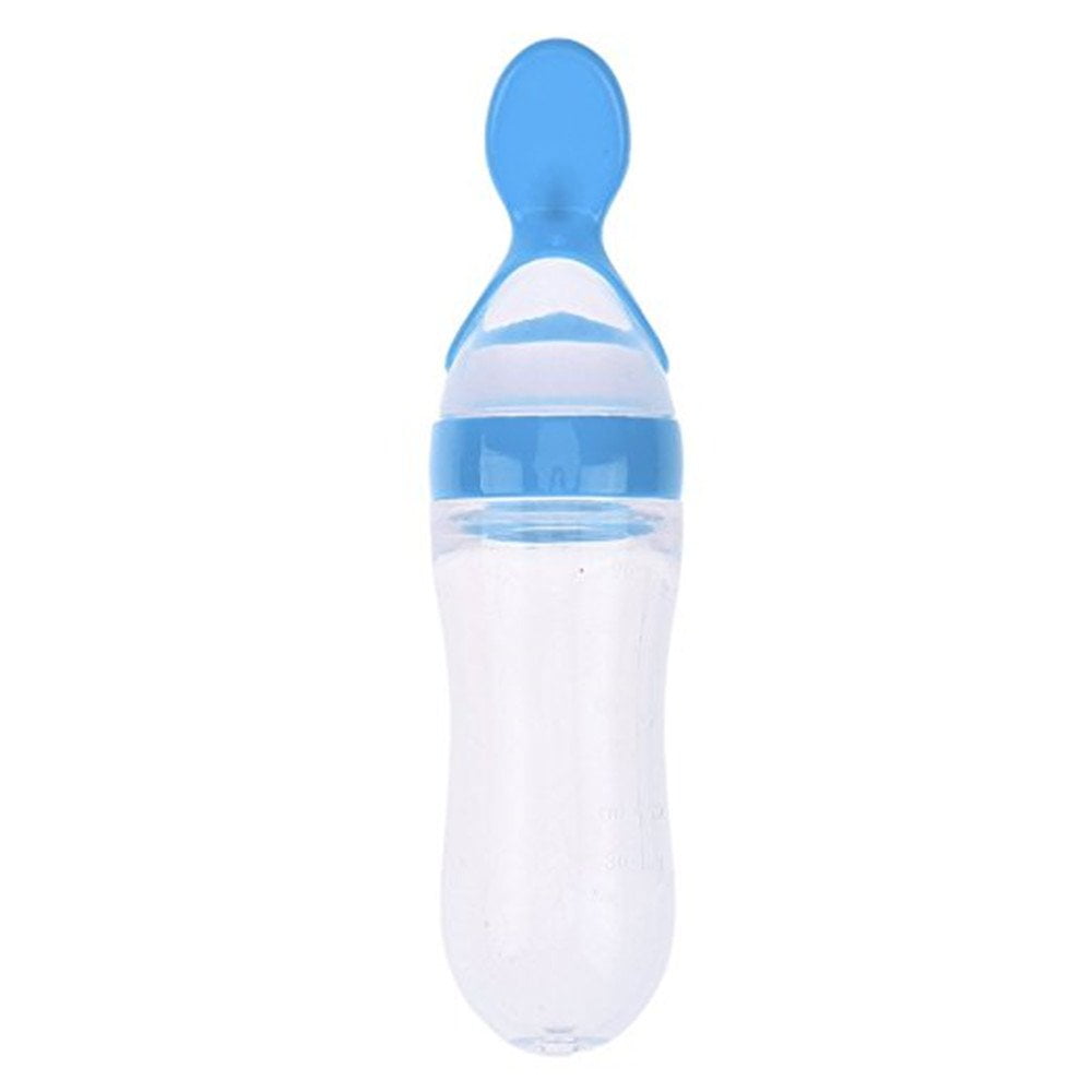 Baby Silicone Squeeze Feeding Bottle With Spoon Food Rice Cereal Feeder shan 