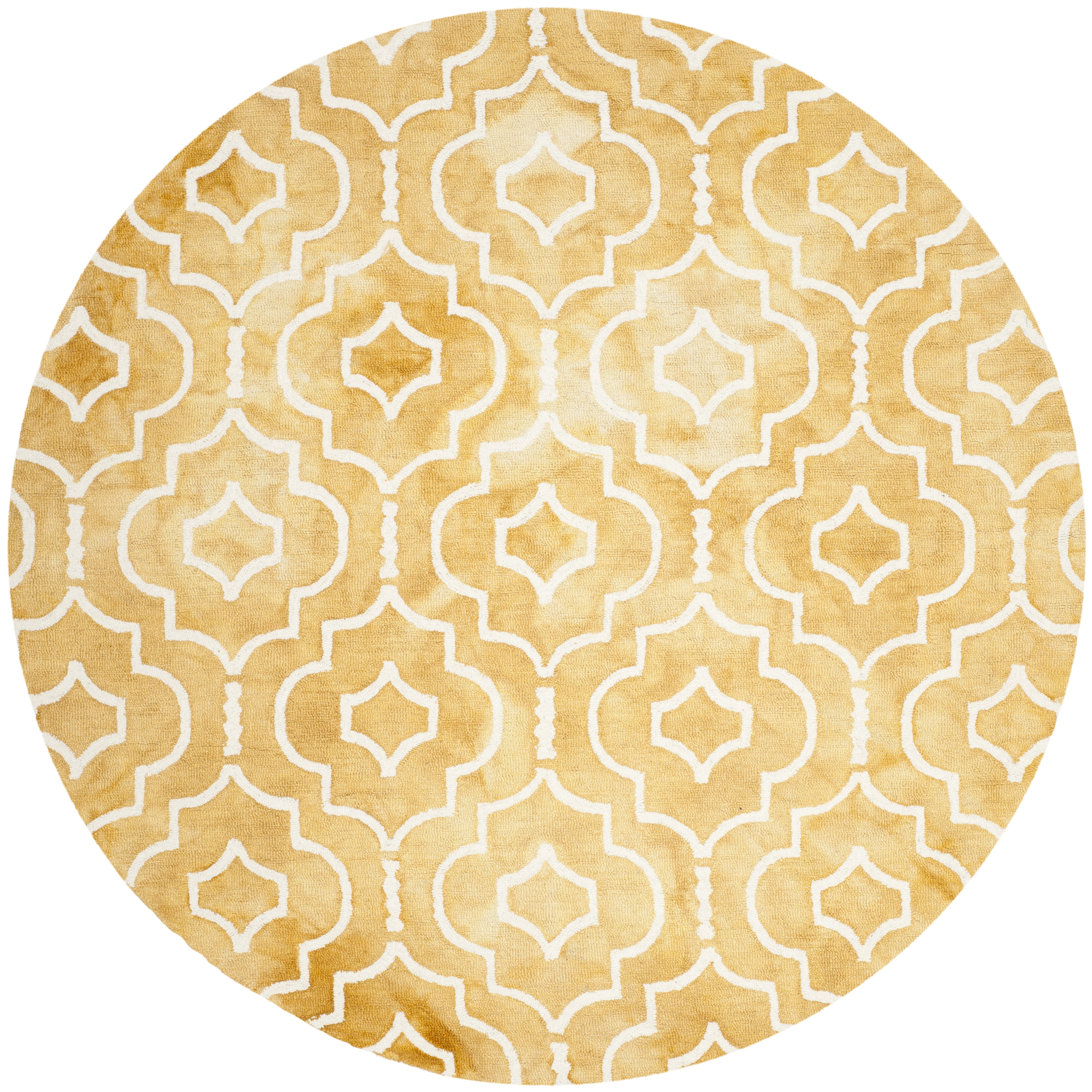 Safavieh Dip Dye Lairos Distressed Wool Area Rug, Gold/Ivory, 7' x 7' Round
