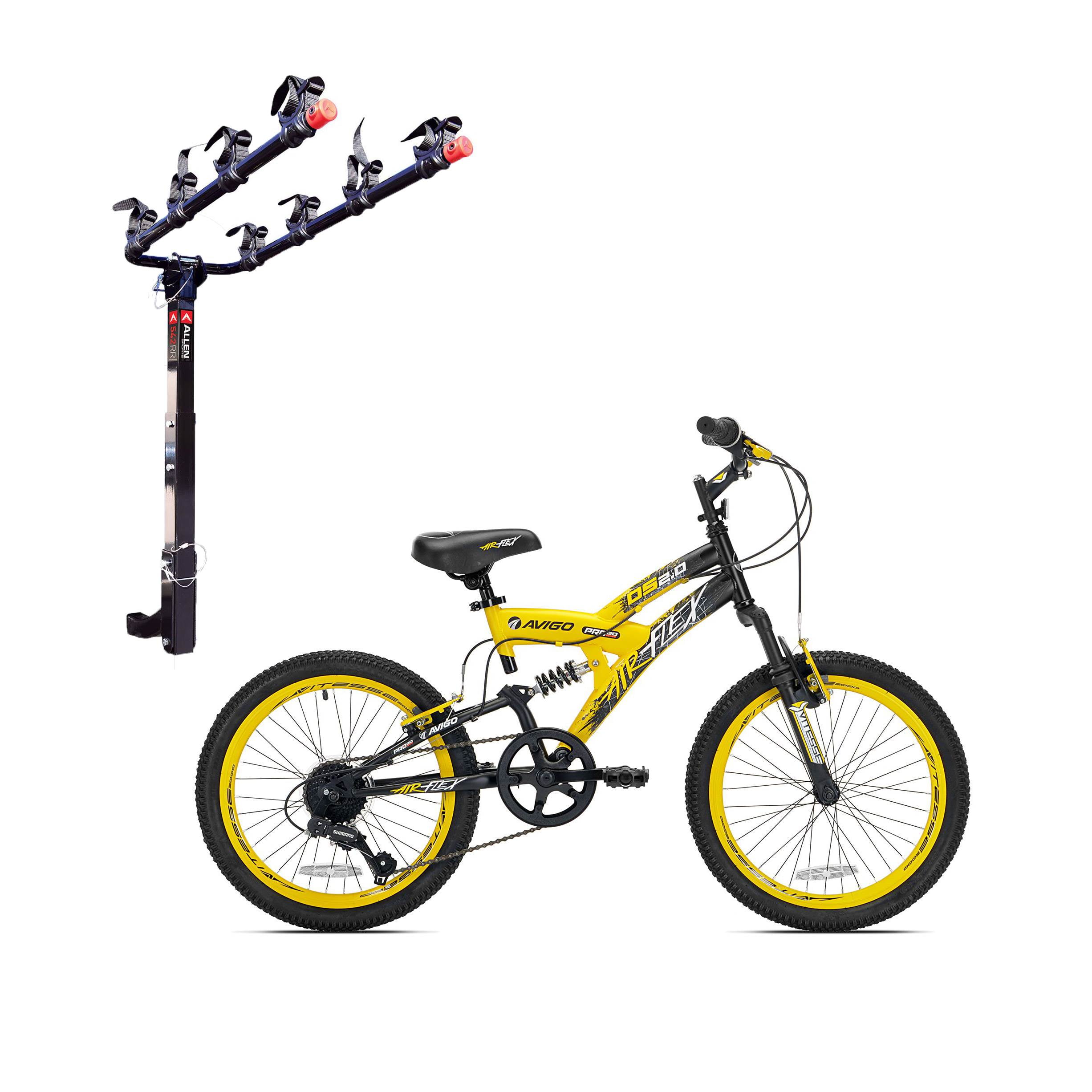 Yellow Kent Bikes Avigo Air Flex Dual Suspension Steel 20 Inch Boys BMX Bike 
