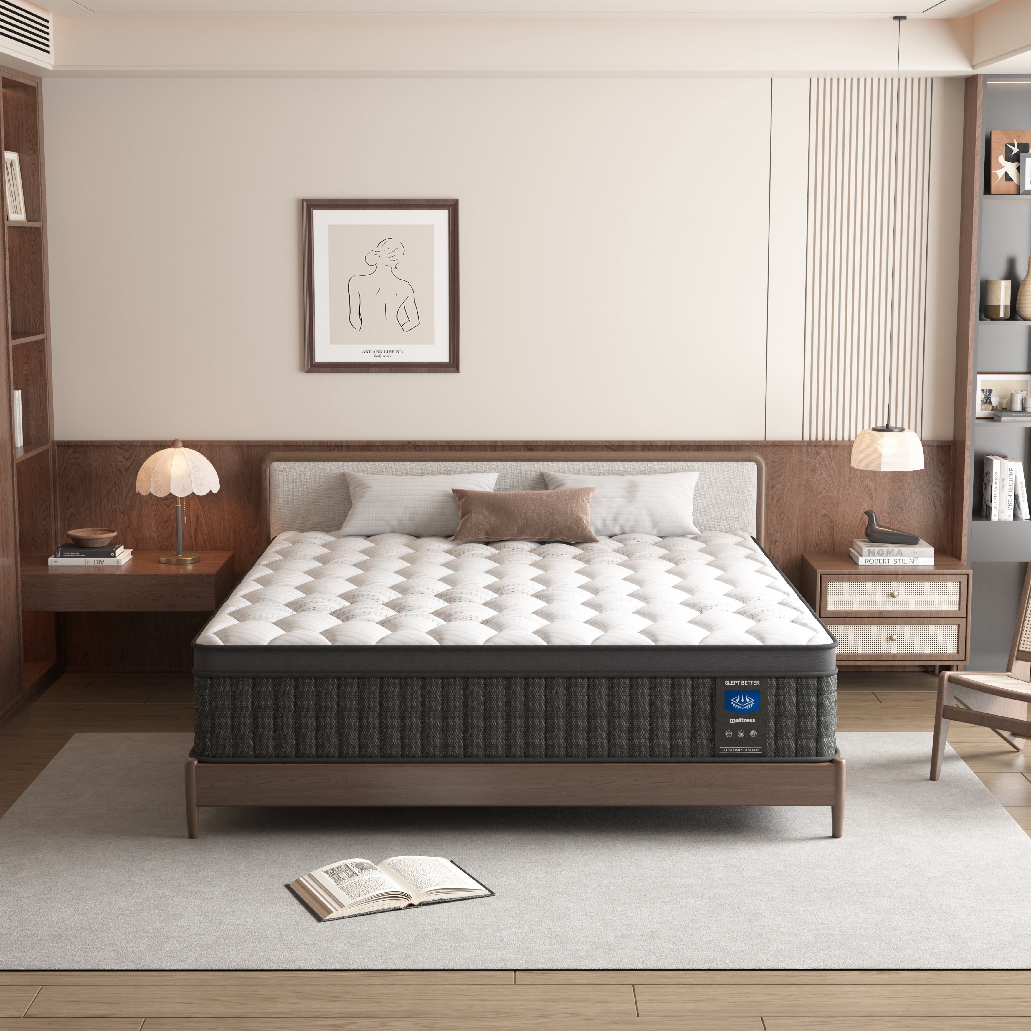 MRH 10 inch Twin Mattress, Memory Foam & Spring Hybrid Medium Comfort Twin Size in a Box,Adult