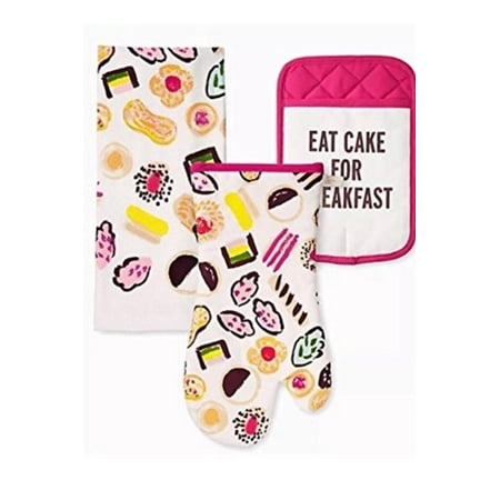 Kate Spade of New York 3 Piece Kitchen Set - Let Them Eat Cake, Measurements: Kitchen Towel Measures 17 x 28, Oven Mitt Measures 7 x 13 and.., By Kate Spade New