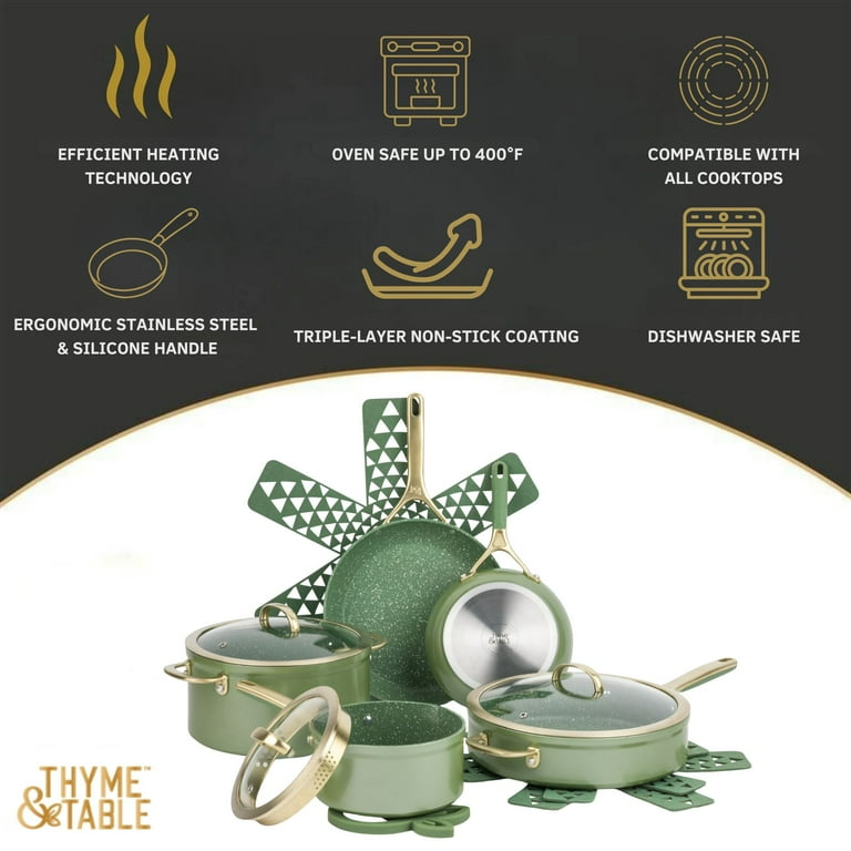 Free Shipping! Thyme & Table Supreme 12-Piece Cookware Set Olive