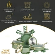 Thyme & Table 12-Piece Non-Stick Supreme Cookware Set, Pots and Pans Set - Olive