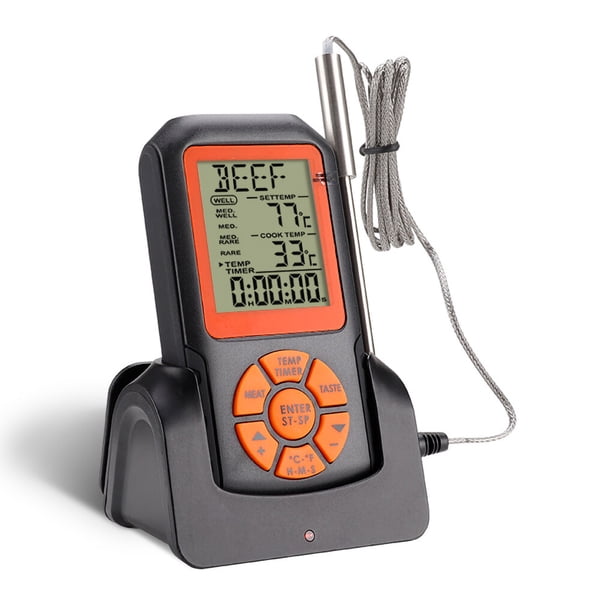Wosthever Termómetro inalámbrico para cocinar pollo y carne con pantalla Digital, medidor de temperatura de barbacoa de acero inoxidable, Cocina y Comedor