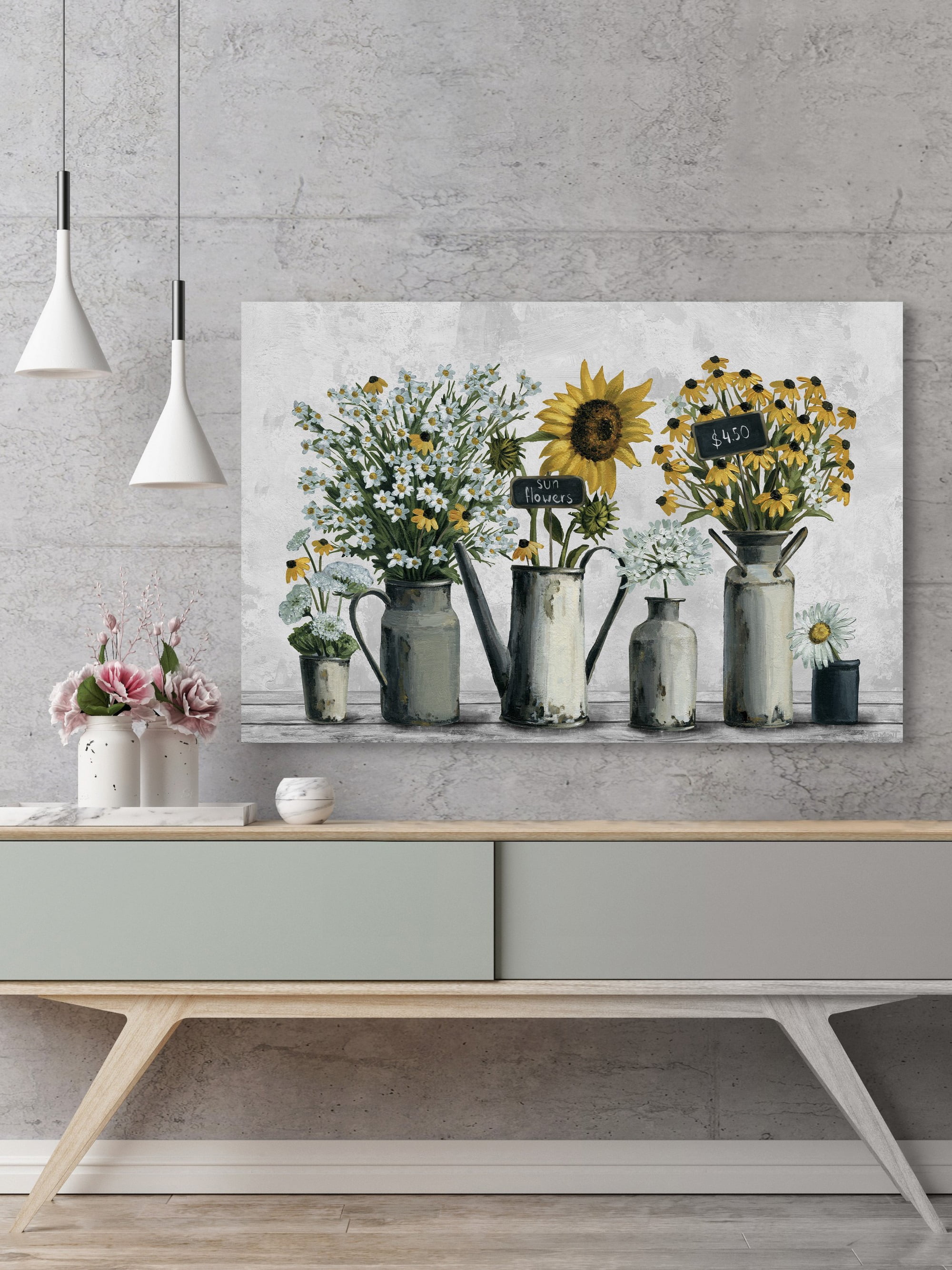 Marmont Hill Tin Can Flowers Canvas Wall Art, 16" x 24"