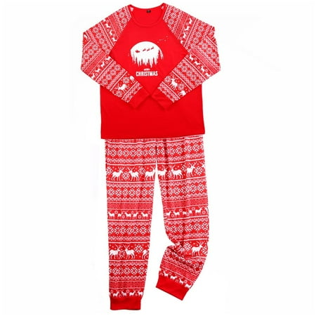 

Linen Purity Christmas Family Pajamas Two-Piece Suit Warm Cartoon Print Parent-child Outfit Sleepwear