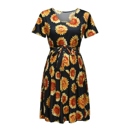 

TAIAOJING Women s Floral Short Sleeve Summer Maternity Nursing Breastfeeding Dress Floral Short Sleeve Pregnant Dresses