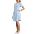 thumbnail image 4 of INSPIRE CHIC Women's Tweed Dress Short Sleeve Crew Neck Elegant A-Line Dresses with Pocket S Light Blue, 4 of 5