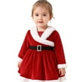 thumbnail image 2 of Mercatoo Toddler Baby Girls Christmas Dress Santa Red Velvet Long Sleeve Princess Skirt Infant Xmas Crewneck Holiday Dresses, 2 of 8