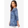thumbnail image 2 of Jessica London Women's Plus Size Boatneck Tunic Top 3/4 Sleeve Shirt  Loose Fit, 2 of 6