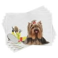 thumbnail image 1 of Ambesonne Yorkie Place Mats Set of 4, Hairstyle Puppy, Standard Size, Dark Brown Multicolor, 1 of 6