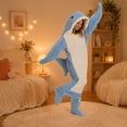 thumbnail image 2 of LEKWK Shark Blanket Hoodie Onesie Adult Funny Animal Onesie Cozy Flannel Shark Sleeping Bag Fleece Jumpsuit Pajamas Halloween Cosplay Costume, 2 of 8
