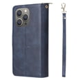 thumbnail image 3 of For Iphone 15 Pro Max 9 Card Slots Zipper Wallet Bag Leather Phone Case(Blue),iPhone 13 Pro, 3 of 7