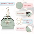thumbnail image 3 of Llavero de mini bolsa Uxcell, 2 piezas de llavero de monedero lindo de cuero PU, verde claro, 3 of 7