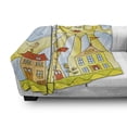 thumbnail image 3 of Garden Soft Flannel Fleece Throw Blanket, Childlike Drawing of City Under Smiling Sun Cartoon Houses Garden Cloud Nursery, Cozy Plush for Indoor and Outdoor Use, 50" x 70", Multicolor, by Ambesonne, 3 of 6