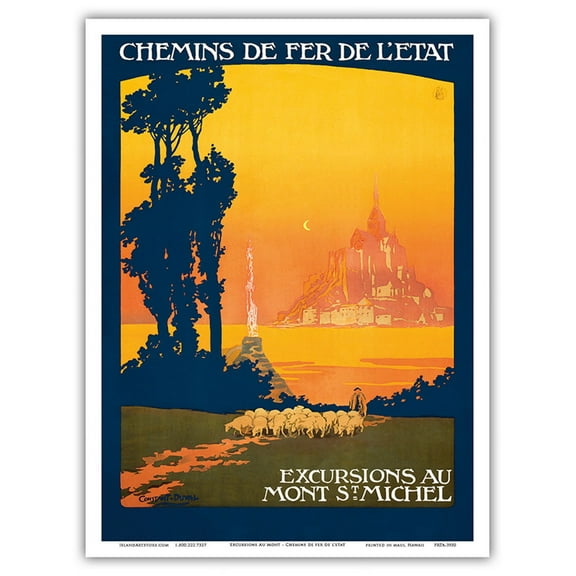 Excursions to Mont St. Michel France - French State Railways - Vintage Travel Poster by Léon Constant-Duval c.1930s - Master Art Print (Unframed) 9in x 12in