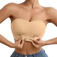 thumbnail image 5 of WTOBBY Women's Wireless Front Closure Strapless Bra with Push-Up Design, Bandeau Style for Comfort, Seamless Look under Clothing, Ideal for Off-Shoulder Tops,Beige 32, 5 of 5