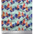 thumbnail image 1 of Soimoi Velvet Fabric Text & Hen Bird Decor Fabric Printed Yard 58 Inch Wide, 1 of 3