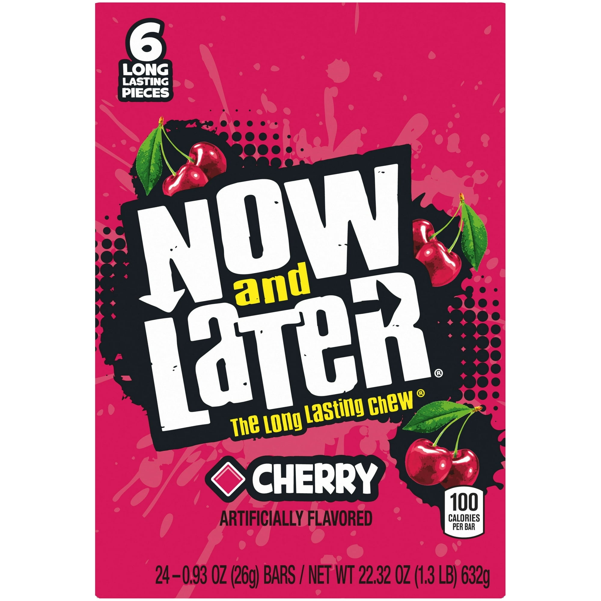 12 PACKS : NOW&LATER CHANGEMAKERS BARS CHERRY - 25c 6 pcs Each