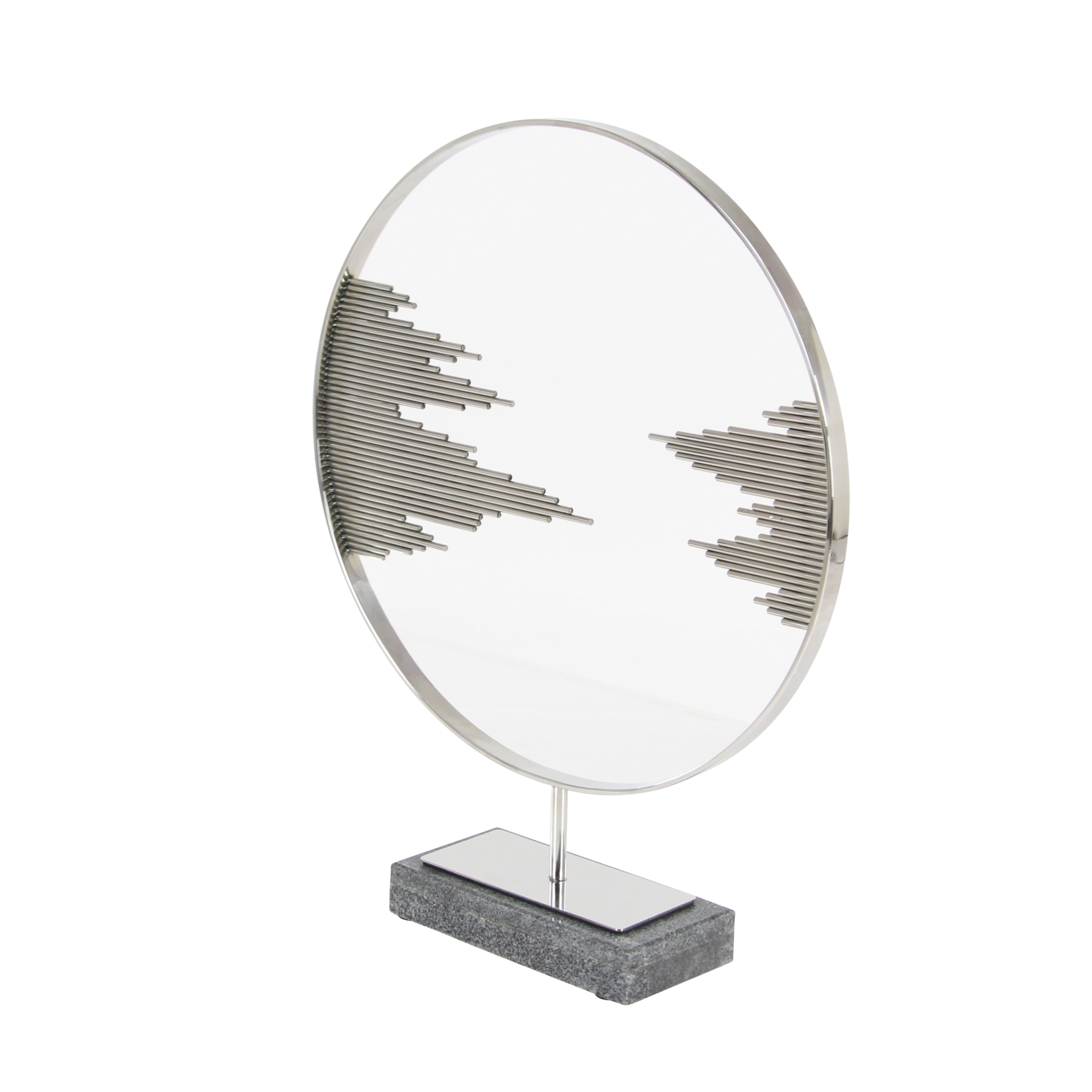 19" x 23" Black Stainless Steel Geometric Sculpture with Stand, by DecMode