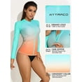 thumbnail image 4 of Sociala Women's Zipper Gradient Swimsuit Tops Crew Neck Long Sleeve Rash Guard Workout Running Tops UPF 50+, 4 of 6