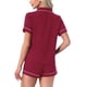 thumbnail image 3 of Conjunto de pijama para mujer INSPIRE CHIC con estampado de corazones, ropa de dormir linda, camisa de botones de manga corta con pantalones cortos, conjuntos de lounge M rojo, 3 of 5