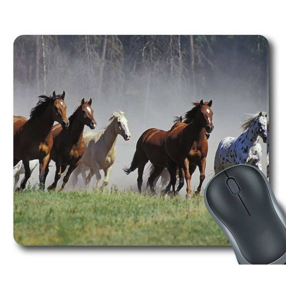 GCKG Wild Running Horses Mouse Pad Personalized Unique Rectangle Gaming