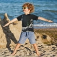 thumbnail image 3 of FORMRS Boys Rash Guard with Short Sleeves UPF 50+ Swim Shirts Sizes 3-12T, Sitting on The Moon, 3 of 6