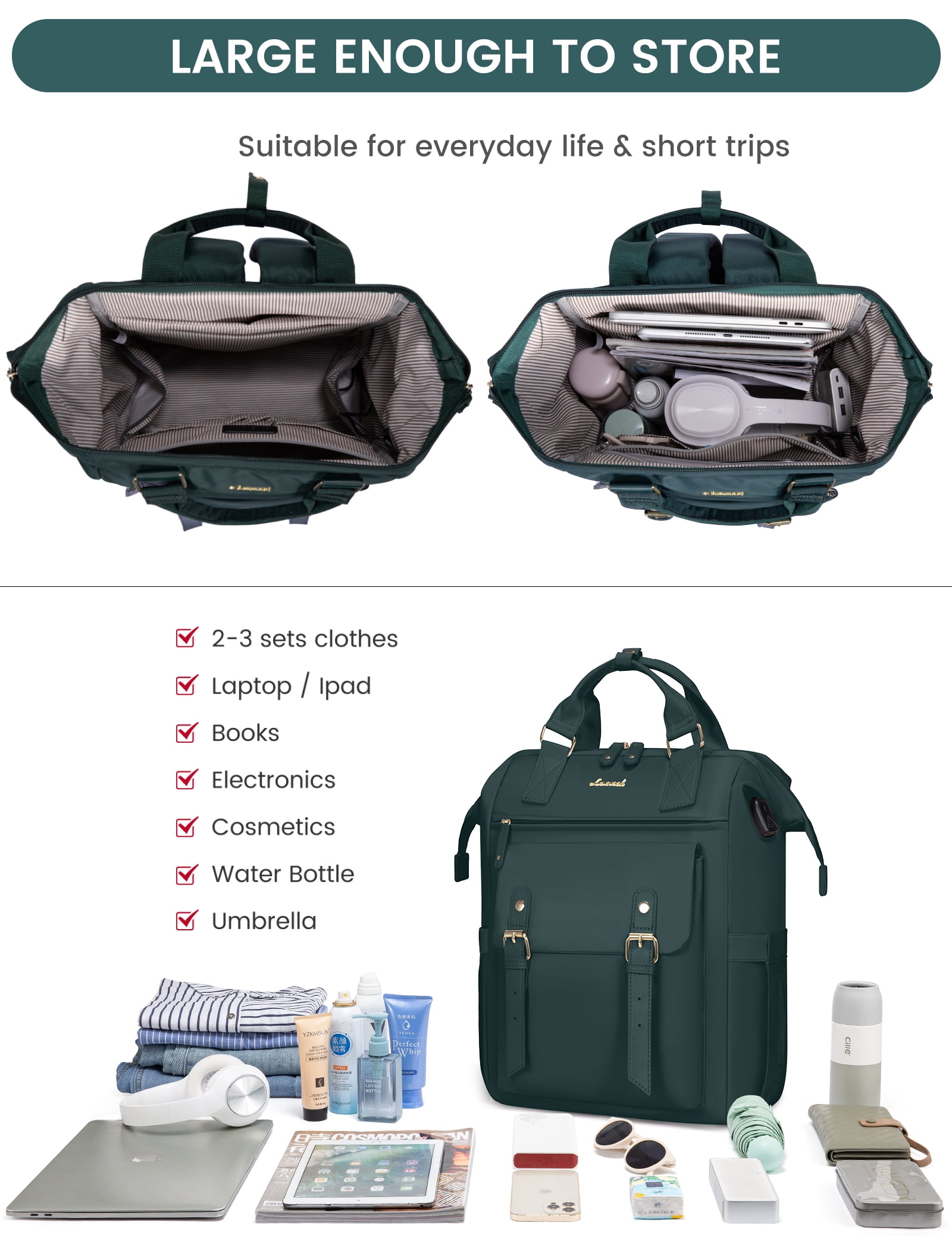 Lovevook Laptop Backpack for Women 15.6",Cute Work Travel Commuter Daypack, College Computer Bookbag Nurse Doctor Teacher Backpack Purses