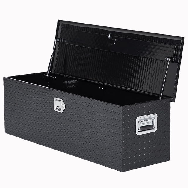 48 Inch Resistente Aluminum Truck Tool Caja cm de Anchoaterproof Organizador de Almacenamiento Chest con cm de Profundidadiamante Plate Side cm de Alturaandles Cerradura con Caja