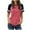 Hot Pink, variant on Lenpel Women's T Shirts Short Sleeve Crew Neck Color Block Striped Casual Tee Tops Tunic Summer Blouses