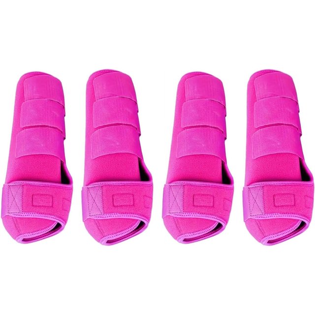 Huggegwe 4 Pcs Bottes de Cheval Protecteurs de Jambes Réglables Confortables en Néoprène Réutilisables Respirants Ensemble d'Équipement, Rose Rose, m UA824-10994